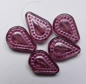 0070520 Amethyst Fuchsia Washed Filigree Teardrop Glass bead 14x10 mm color 20050-54321 Amethyst Fuchsia Washed Filigree Teardrop Glass bead
