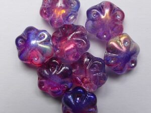 Red Violet-Amethyst Fuchsia Two-Tone AB Folklore Flower Bead
