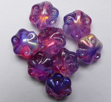 Red Violet-Amethyst Fuchsia Two-Tone AB Folklore Flower Bead