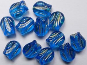 Dark Aquamarine Gold Washed Mini Tulip Bead