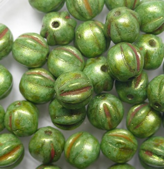 White Alabaster Cardamom Melon Beads 6 mm
