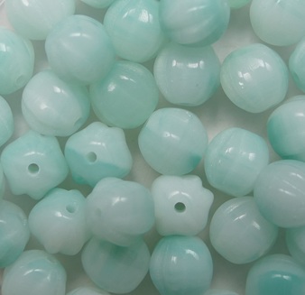 Light Azur Turquoise Cream Melee Melon Beads 6 mm