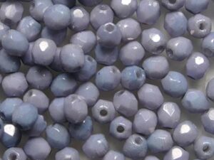 FP1-03-02010LB White Alabaster Luster Blue Czech Glass Facet Firepolish 3mm