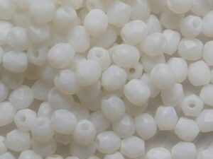 FP1-03-02010M Matte White Alabaster Czech Glass Facet Firepolish 3mm