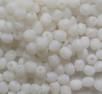 FP1-03-02010M Matte White Alabaster Czech Glass Facet Firepolish 3mm