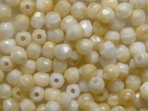 FP1-03-07104 Beige Silk Overlay Czech Glass Facet Firepolish 3mm