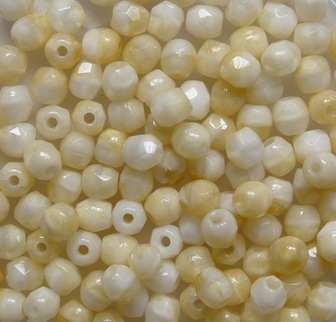 FP1-03-07104 Beige Silk Overlay Czech Glass Facet Firepolish 3mm