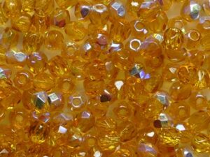 FP1-03-10080X Dark Topaz AB Czech Glass Facet Firepolish 3mm