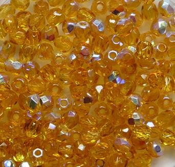 FP1-03-10080X Dark Topaz AB Czech Glass Facet Firepolish 3mm color X10080 FP1-03-10080X Dark Topaz AB Czech Glass Facet Firepolish 3mm