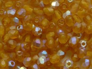FP1-03-10090MX Matte Dark Topaz AB Czech Glass Facet Firepolish 3mm