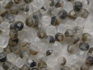FP1-03-15016 Crystal-Brown-White Czech Glass Facet Firepolish 3mm