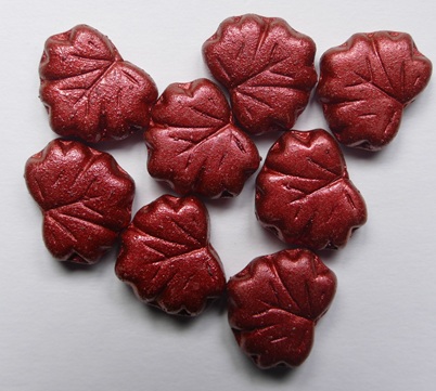 MPL-00030-01890 Lava Red Maple Leaf Beads 15 Pc.