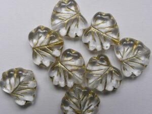 MPL-00030-54202 Crystal Gold Washed Maple Leaf Beads
