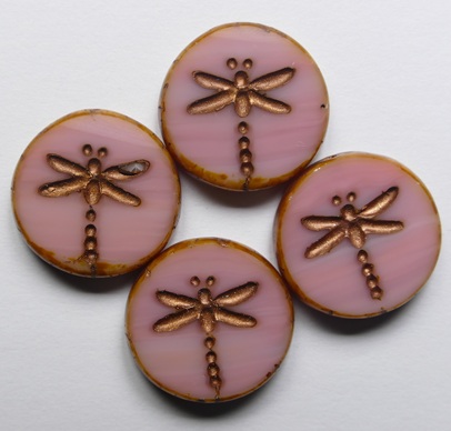 0070525 Pink Coral Travertin Copper Washed Table Cut Dragonfly 74020-86800-54319 Pink Coral Travertin Copper Washed Table Cut Dragonfly