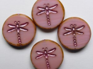Pink Coral Travertin Fuchsia Washed Table Cut Dragonfly