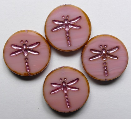 Pink Coral Travertin Fuchsia Washed Table Cut Dragonfly