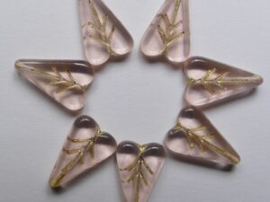 Rosaline Gold Inlay Heart Leaf Beads