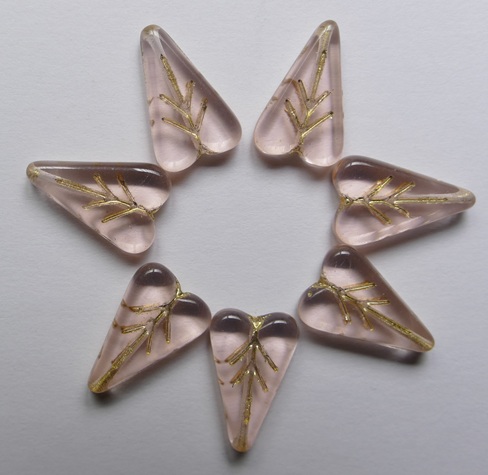 Rosaline Gold Inlay Heart Leaf Beads
