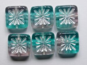 Light Amethyst Teal White Washed Squared Kiwi Bead