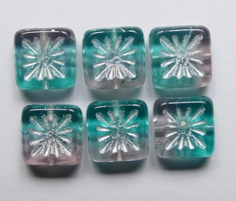 0090555 Light Amethyst Teal White Washed Squared Kiwi Bead 10x10 mm color 20030-60200-54312 Light Amethyst Teal White Washed Squared Kiwi Bead