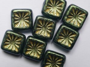 Pacific Blue Green Gold Washed Squared Kiwi Bead