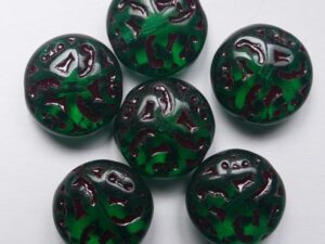 Emerald Garnet Washed Lentil Beads with Ornament