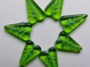 Yellow Peridot Aqua Inlay Heart Leaf Beads