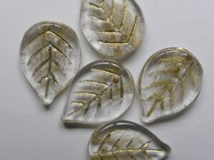 Crystal Gold Washed Czech Glass Blaadje Apple Leaves