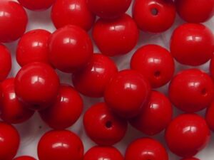 06-R-93200 Opaque Red Druk Round Glass Beads 6 mm
