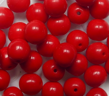 06-R-93200 Opaque Red Druk Round Glass Beads 6 mm
