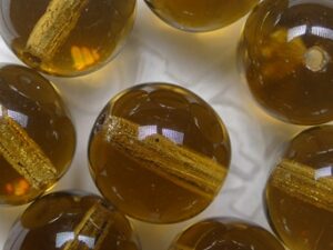12-R-10260 Dark Smoky Topaz Druk Round Glass Beads 12 mm