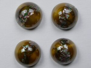 CAB-12-RO-BM-MF Brown Melee Multicolor Foil Glass Round Cabochon 12 mm