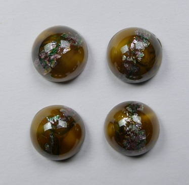 CAB-12-RO-BM-MF Brown Melee Multicolor Foil Glass Round Cabochon 12 mm