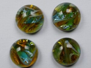 CAB-12-RO-TAT-SF Transparent Aqua Topaz Silver Foil Glass Round Cabochon 12 mm