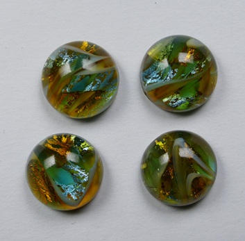 CAB-12-RO-TAT-SF Transparent Aqua Topaz Silver Foil Glass Round Cabochon 12 mm