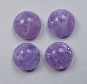 CAB-12-RO-TOL-SF Transparent Opal Lilacs Silver Foil Glass Round Cabochon 12 mm