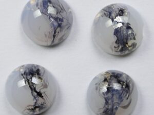 CAB-12-RO-WO-GF White Opal Grey Foil Glass Round Cabochon 12 mm