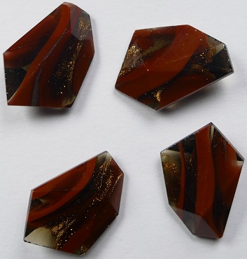 CAB-18x13-HE-OP-OX-BR Transparent Opaque Oxblood Bronze Striped Doublette Hexagon Cabochon