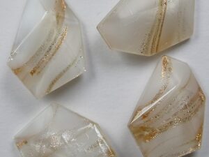 CAB-18x13-HE-WHOP-BR White Opal Bronze Striped Doublette Hexagon Cabochon