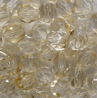 FP1-06-00030LQ Crystal Light Champagne Luster Czech Glass Facet Firepolish 6 mm
