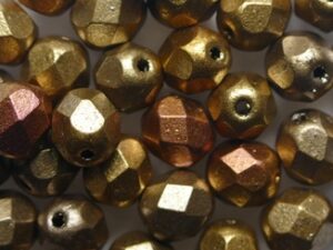 FP1-06-0161JT Matte Metallic Gold Iris Czech Glass Facet Firepolish 6 mm