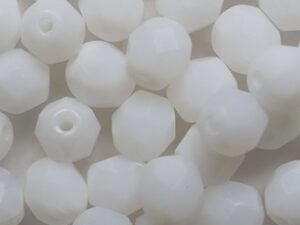 FP1-06-02010M Matte White Alabaster Czech Glass Facet Firepolish 6 mm