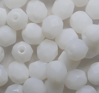 FP1-06-02010M Matte White Alabaster Czech Glass Facet Firepolish 6 mm