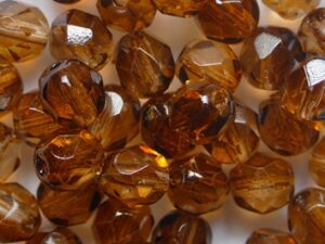 FP1-06-03885CR Light Pink Topaz Coated Czech Glass Facet Firepolish 6 mm