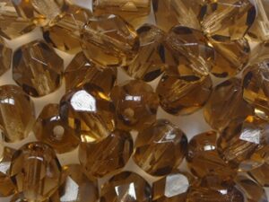 FP1-06-10210 Smoky Topaz Czech Glass Facet Firepolish 6 mm