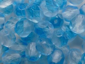FP1-06-93962MCR Matte Coated Crystal Aquamarine Czech Glass Facet Firepolish 6 mm