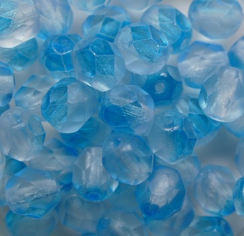 FP1-06-93962MCR Matte Coated Crystal Aquamarine Czech Glass Facet Firepolish 6 mm