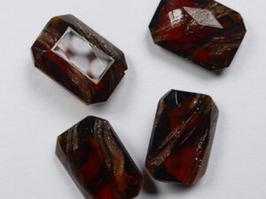 OC-14-10-DT-BR Dark Topaz Bronze Striped Czech Glass Octagon