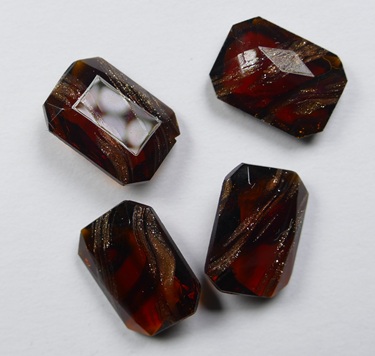 OC-14-10-DT-BR Dark Topaz Bronze Striped Czech Glass Octagon 14x10 mm OC-14-10-DT-BR Dark Topaz Bronze Striped Czech Glass Octagon