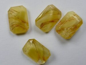 OC-14-10-MGY-BR Milky Golden Yellow Bronze Striped Czech Glass Octagon
